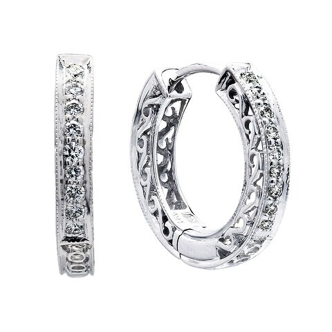 Diamond Filigree Earrings In 14k White Gold On Free Diamond Filigree Earrings In 14k White Gold