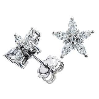 Diamond Marquise Star Earring Studs In 14k White Gold Diamond Marquise Star Earring Studs In 14k White Gold