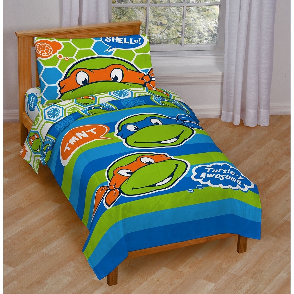 Nickelodeon Teenage Mutant Ninja Turtles Turtley Awesome Toddler 4 Piece Bed In A Bag Set