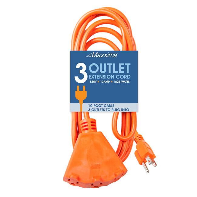 Maxxima 10 ft. Heavy Duty Extension Cord, 3-Outlets