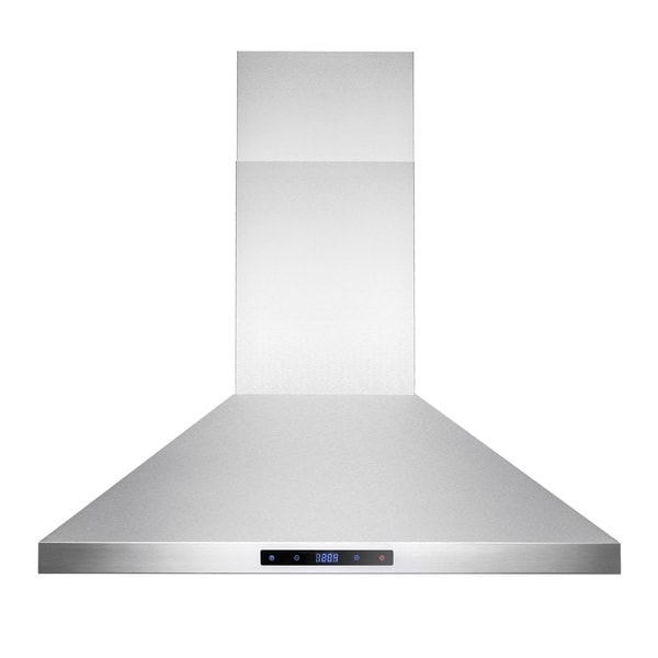 AKDY RH0198 30" Stainless Steel Island Mount Range Hood Touch Screen with Baffle Filters