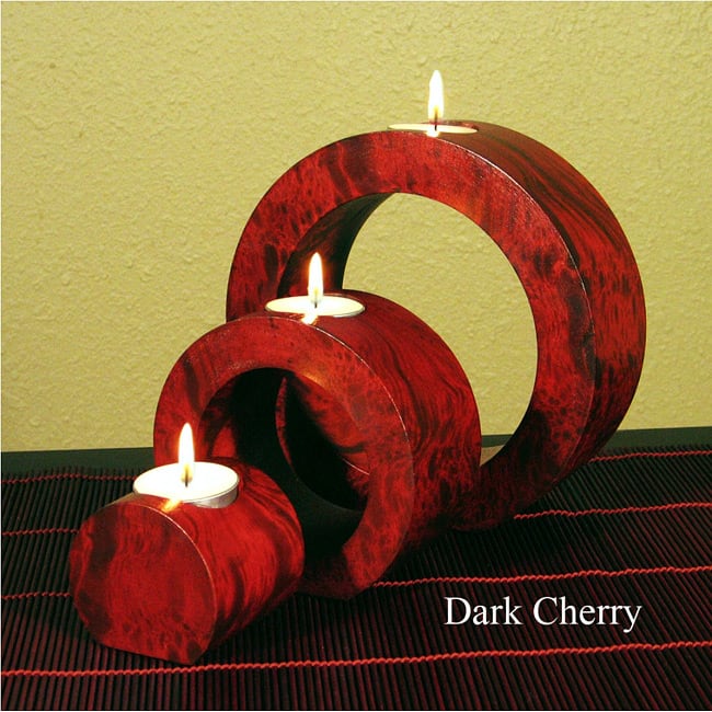 Ringed Mango Wood Candle Holders (Set of 3)