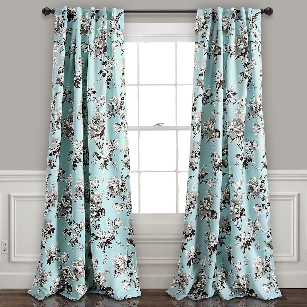 Lush Decor Tania Floral Room Darkening Window Curtain Panel Pair