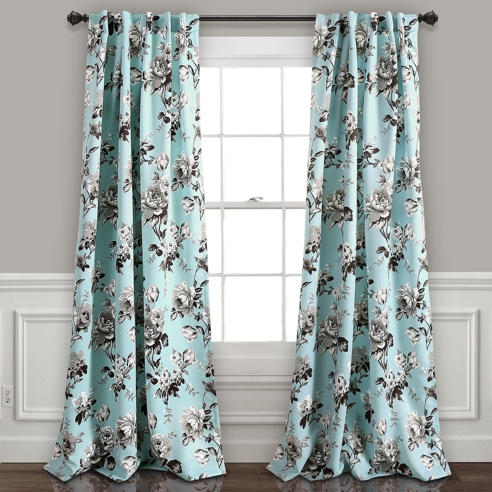 Mainstays Blue Floral 100% Cotton Indoor Sheer Rod Pocket Single Curtain  Panel , Light Blue, 50 x 63 