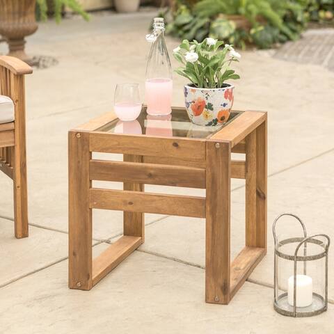 Hudson Acacia Outdoor Side Table - 20 x 20 x 18h