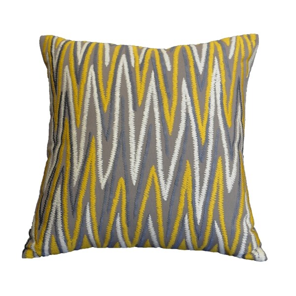 AM Home Grey & Gold Chevron Emb. Pillow, Feather Insert, 20" x 20"