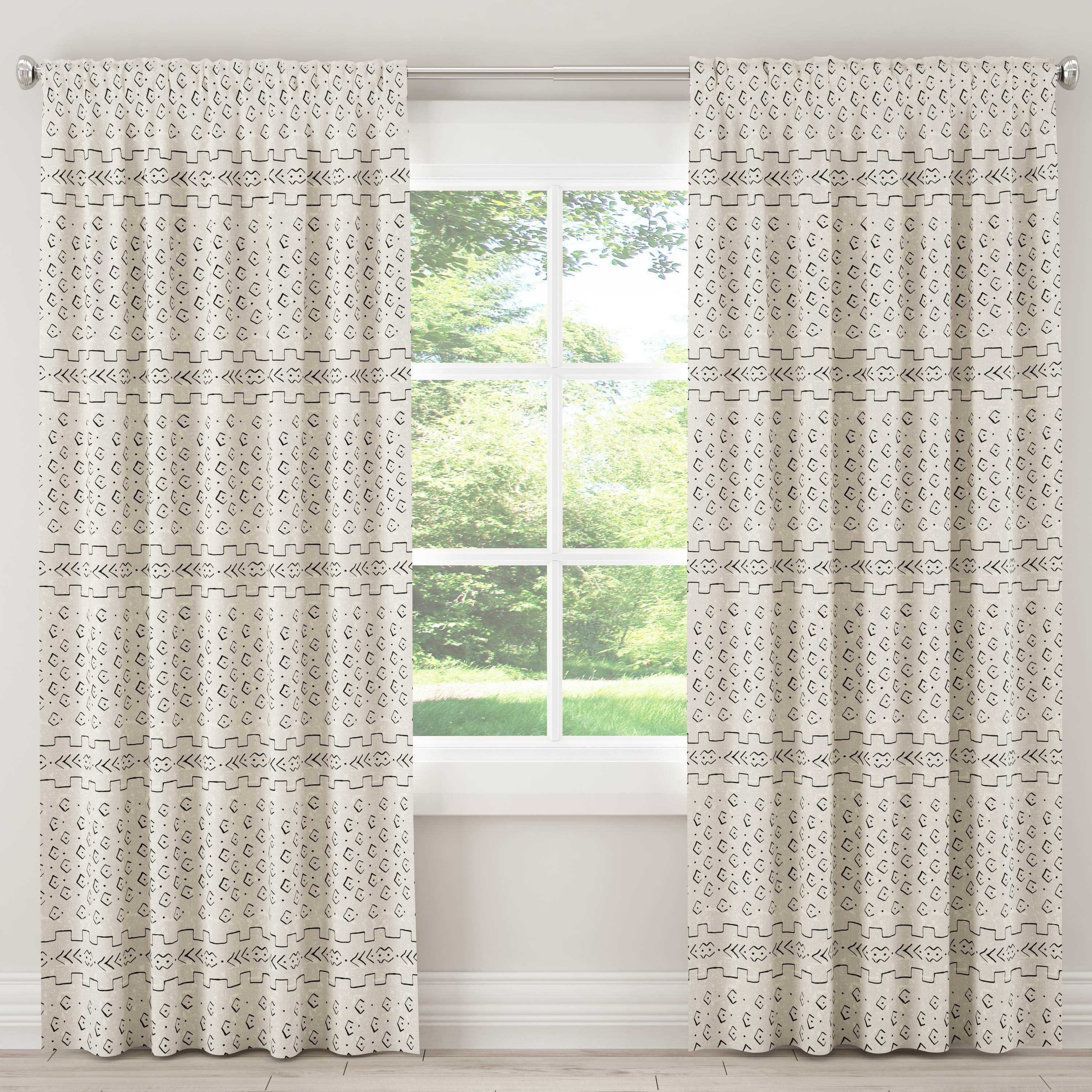 Shop Skyline African Mud Cloth Unlined Curtain In Bishal Cream