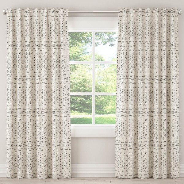 Skyline African Mud Cloth Unlined Curtain in Bishal Cream
