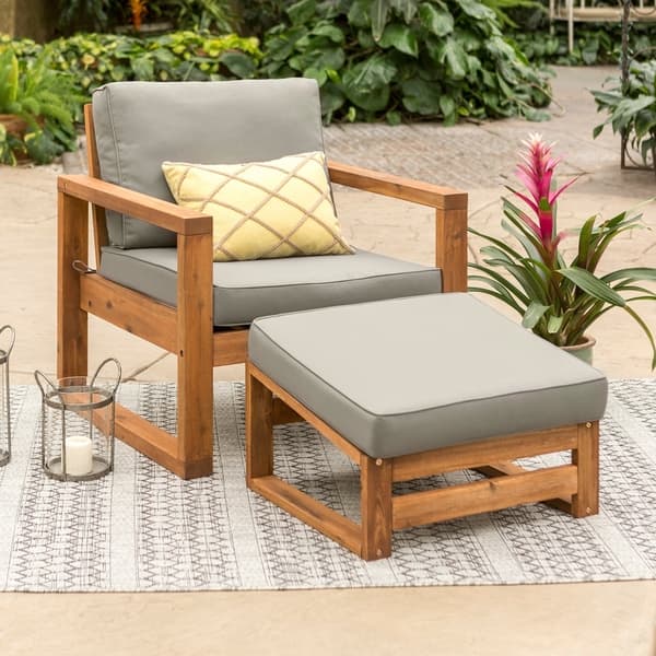 Shop Hudson Acacia Outdoor Chair And Ottoman Set On Sale