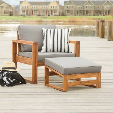 Hudson Acacia Outdoor Chair and Ottoman Set