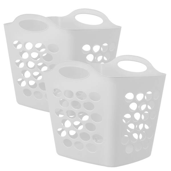 Shop Square Flex Laundry Basket White 2 Pack Overstock 19887154