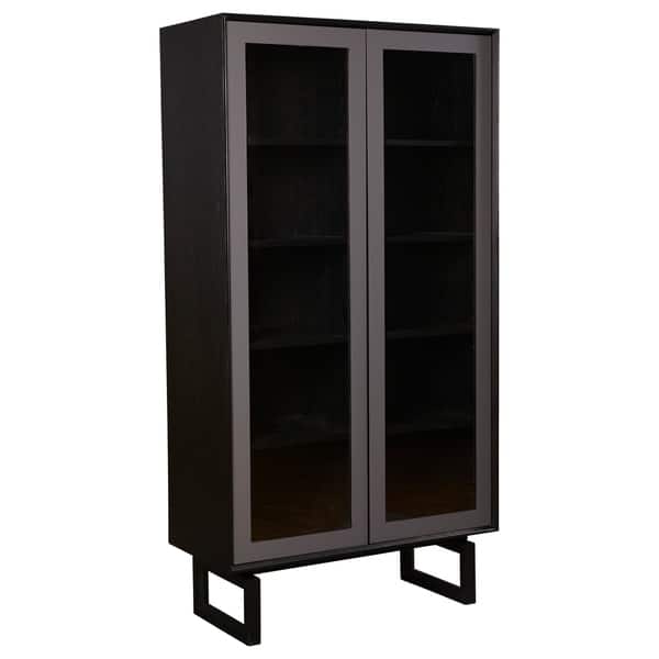 Romania Black Oak Modern China Cabinet Overstock 19887311
