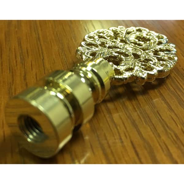 Royal Designs Oval Filigree Lamp Finial for Lamp Shade Polished Brass Set of 2