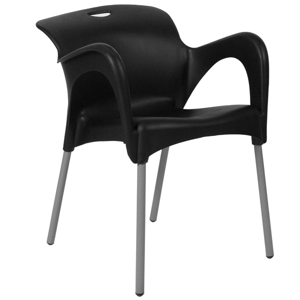 HERCULES Series Plastic Stack Chair with Arms and Titanium Frame