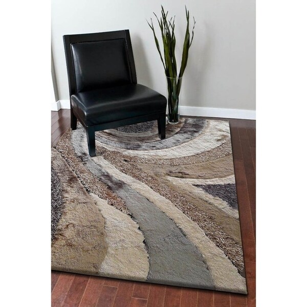 Handmade Multi Beige Indoor Modern Shaggy Rug - 4' x 5'8