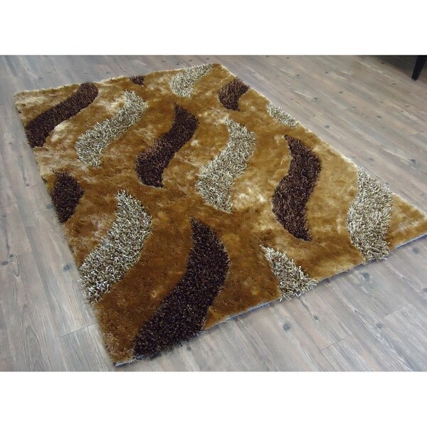 Handmade Multi Brown Indoor Modern Shaggy Rug - 4' x 5'21