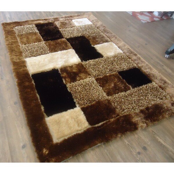 Handmade Multi Brown Indoor Modern Shaggy Rug - 4' x 5'19