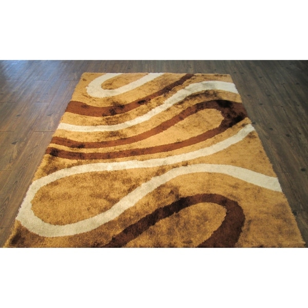 Handmade Brown Indoor Modern Shaggy Rug - 4' x 5'28