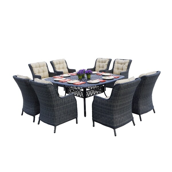 Napa 9 Piece Dining Set, 64'' Square - Antique Bronze