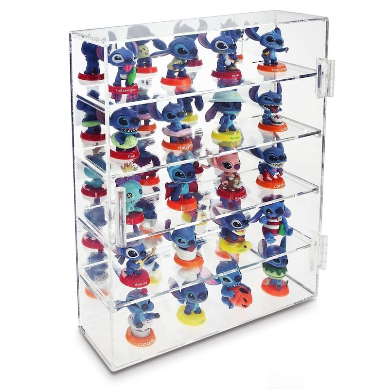 4-Removable Shelves Shot Glasses Display Case with Mirror