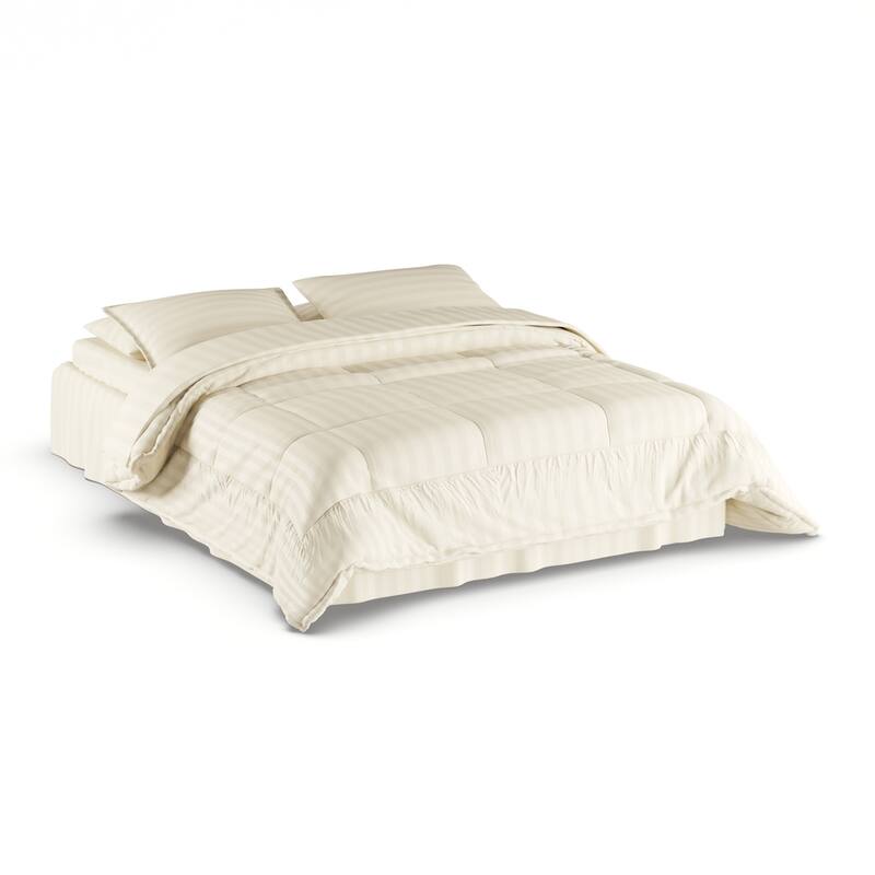 Porch & Den Lockhart Wrinkle Resistant Soft Striped Down Alternative 8-piece Bed in a Bag Set