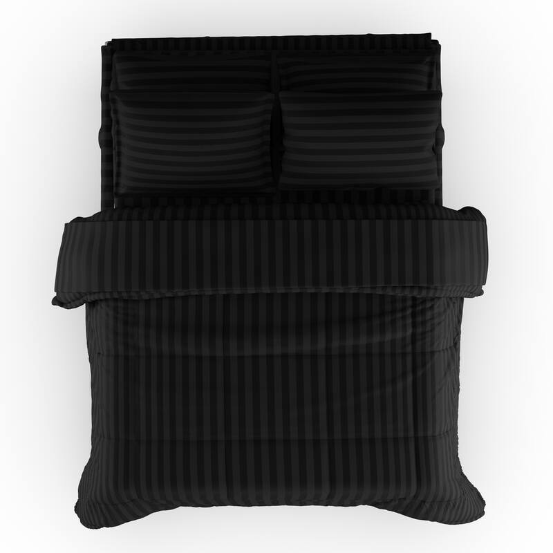 Porch & Den Lockhart Wrinkle Resistant Soft Striped Down Alternative 8-piece Bed in a Bag Set