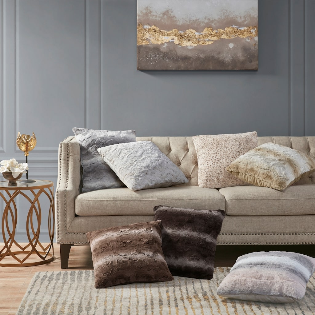 Madison Park Zuri Fax Fur Square Pillow