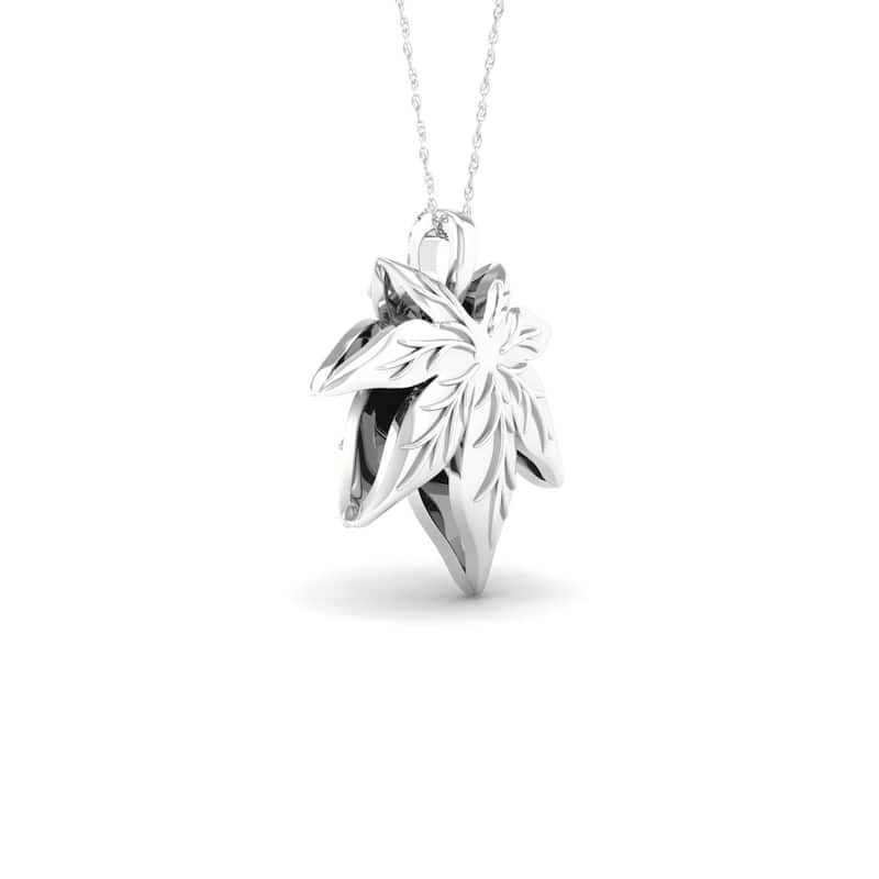 De Couer S925 Sterling Silver 1/20ct TDW Diamond Maple Leaf Necklace - White