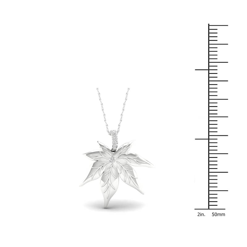 De Couer S925 Sterling Silver 1/20ct TDW Diamond Maple Leaf Necklace - White