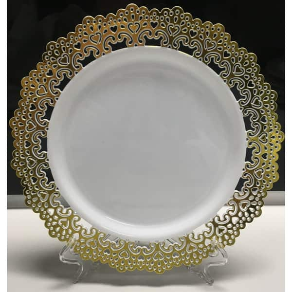 Shop Decorative Plastic Dinnerware Gold Lace Rim 9 Round Buffet