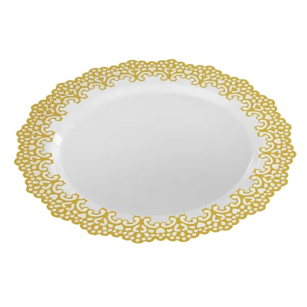 Shop Decorative Plastic Dinnerware Gold Lace Rim 9 Round Buffet