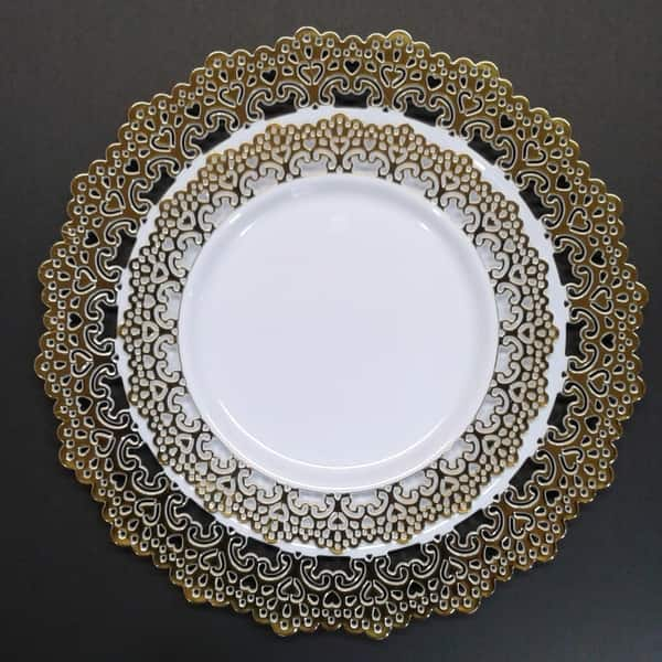 Shop Decorative Plastic Dinnerware Gold Lace Rim 9 Round Buffet