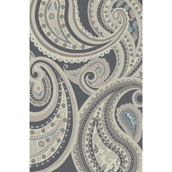 Hometown Deco Paisley Gray Contemporary Area Rug - 7'10" x 9'10"