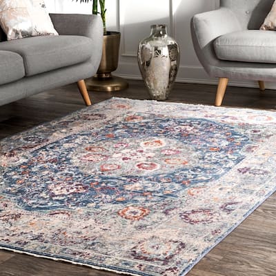 Nuloom Sky Blue Indie Fringe Area Rug