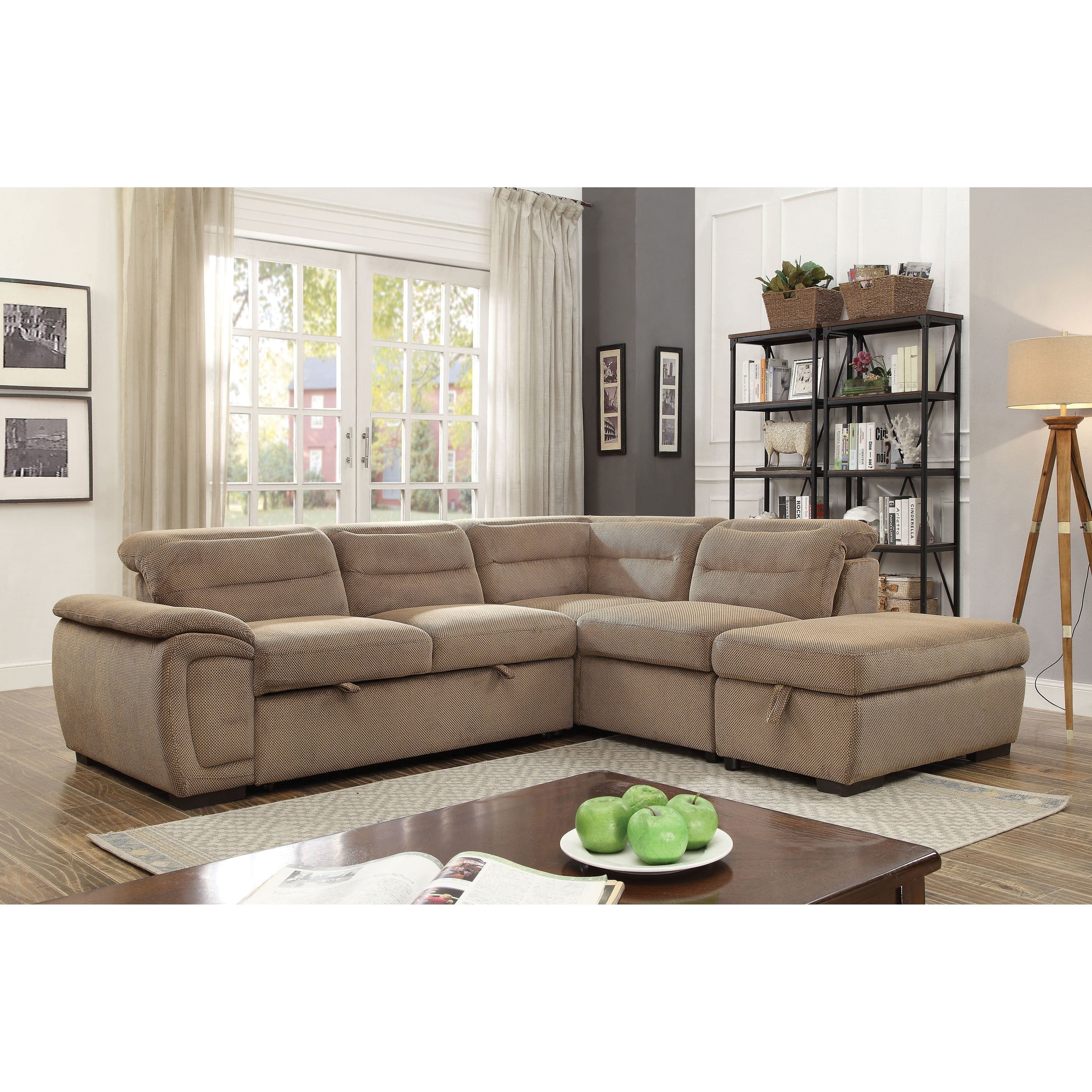 Furniture Of America 2 Piece Chenille Sleeper Sectional With 2 Piece Chenille Sleeper Sectional
