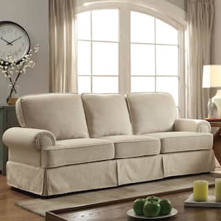 Beige Bohemian Eclectic Sofas Couches Online At Furniture Of America Eagleton Contemporary Pillow Top Skirted Linen Sofa