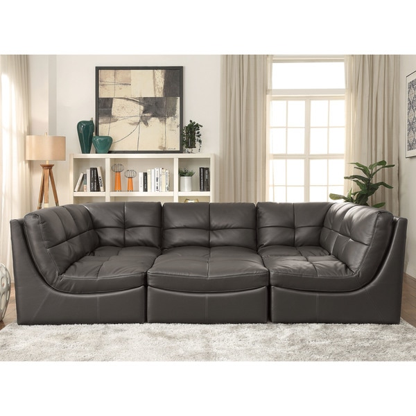 shop furniture of america draven contemporary 6-piece grey leather