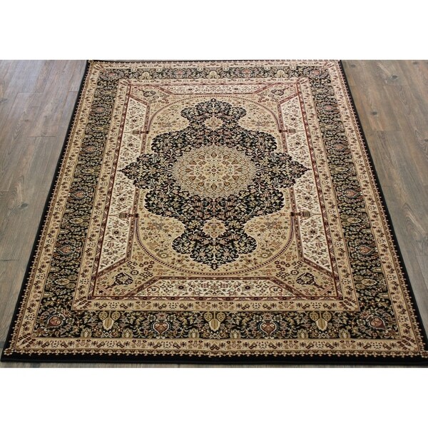 Black Oriental Indoor Rug 100% Polypropylene - 7'10 x 10'6