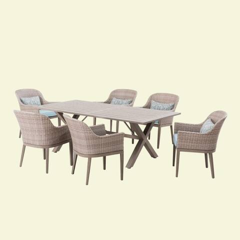Mid Century Modern Patio Furniture Find Great Outdoor Seating Havenside Home Gustavus Mid Century Beige 7 Piece Outdoor Dining Set