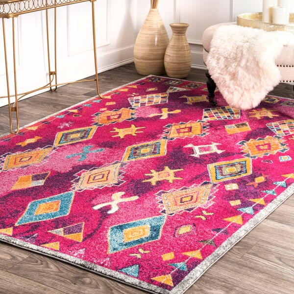 Nuloom Purple Bohemian Tribal Charm Aztec Geo Print Area Rug 5 Nuloom Purple Bohemian Tribal Charm Aztec Geo Print Area Rug 5 X27 X