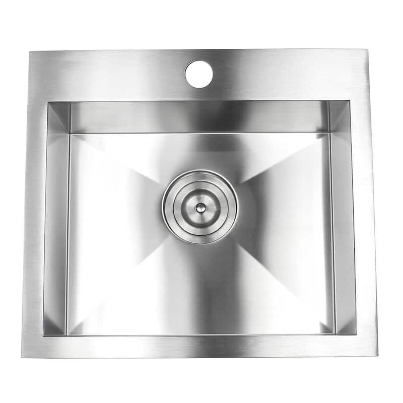 19-Inch 16 Gauge Stainless Steel Topmount Drop-In Kitchen Island Bar Utility Sink