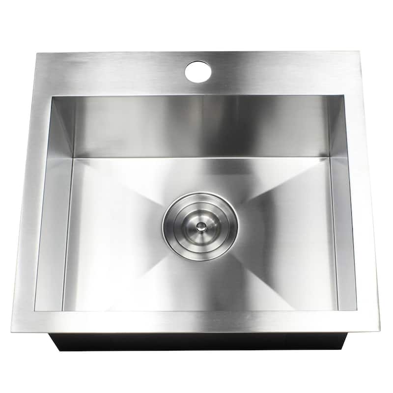 19-Inch 16 Gauge Stainless Steel Topmount Drop-In Kitchen Island Bar Utility Sink