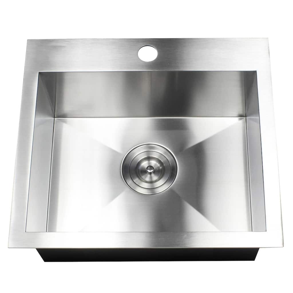 19-Inch 16 Gauge Stainless Steel Topmount Drop-In Kitchen Island Bar Utility Sink