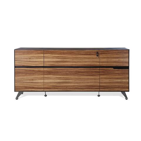 Rye Studio Luna Modern Executive Storage Filing Credenza, Zebrano