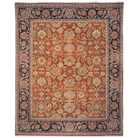 SAFAVIEH Couture Hand-Knotted Old World Vintage Salmon / Navy Wool Rug - 10' x 14'