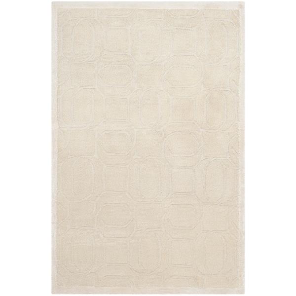 Safavieh Couture Handmade Tibetan Modern Contemporary White Safavieh Couture Handmade Tibetan Modern Contemporary White Wool Rug