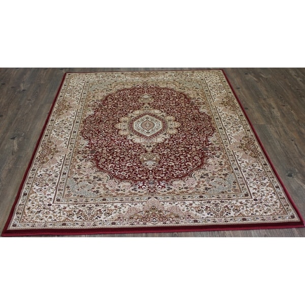Red Oriental Indoor Rug 100% Polypropylene - 5'4" x 7'5"