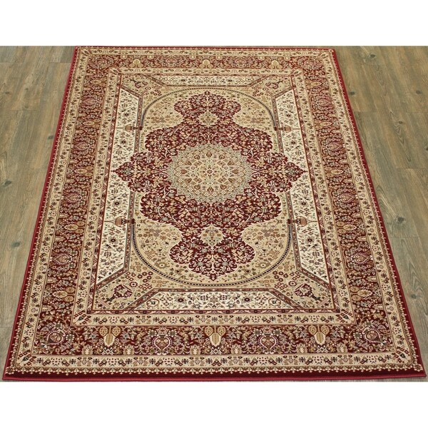Red Oriental Indoor Rug 100% Polypropylene - 5'4" x 7'5"