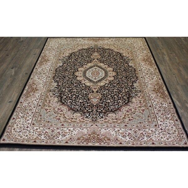 Black Oriental Indoor Rug 100% Polypropylene - 5'4" x 7'5"