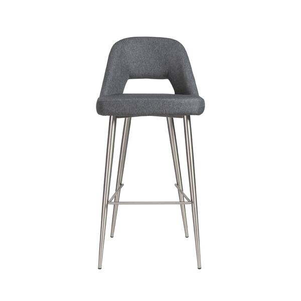 Shop Blair B Dark Grey Bar Stool With Brushed Stainless Steel Legs